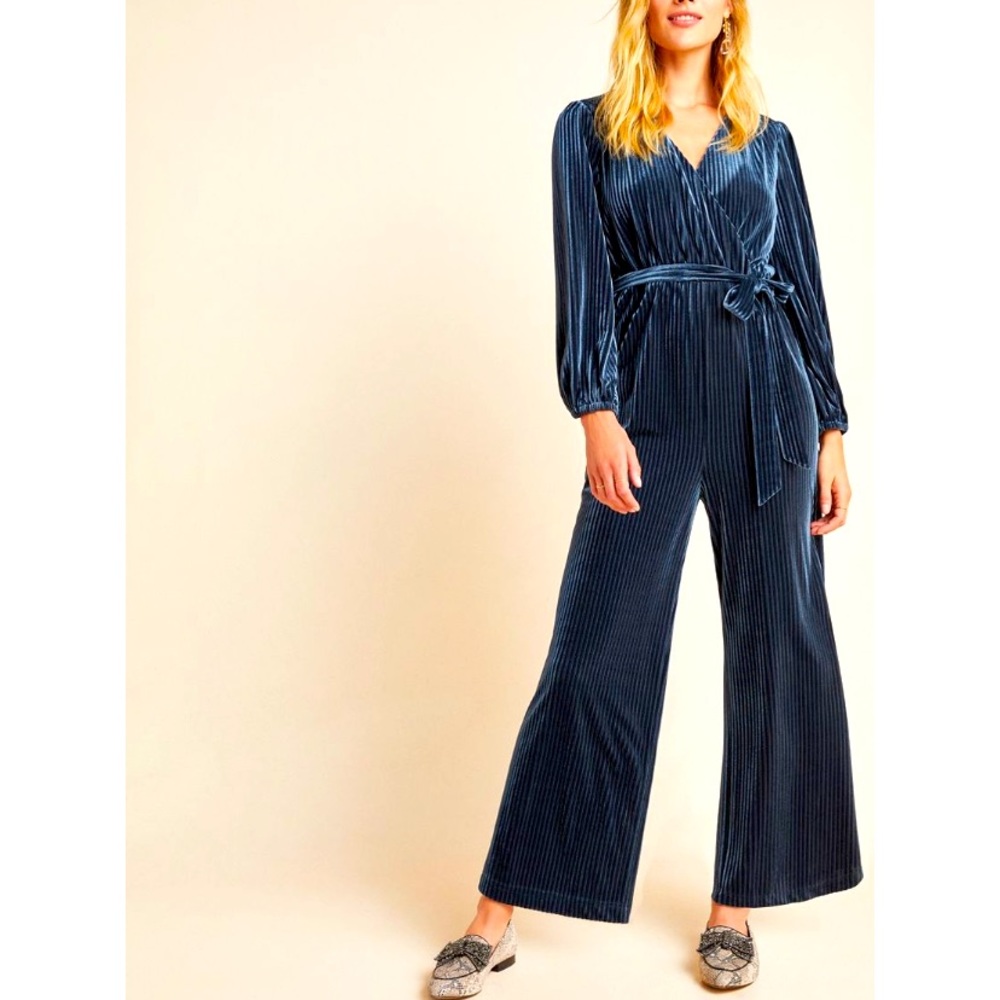 Anthropologie Ali & Jay Navy Velvet Jumpsuit